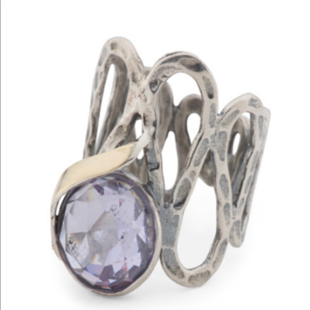 Sterling silver , purple stone w/ 14k gold accent